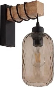 Brilagi - Aplica de perete WOOD GLASS 1xE27/60W/230V pin/negru/maro fumuriu