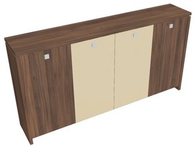 Dulap mediu pentru haine Verno 248 x 46 x 130 cm, uși combinate, nuc / vanilie