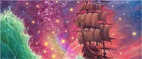 Tablou - Cerul spațial cu navă (120x50 cm)
