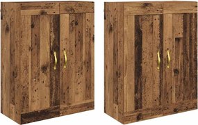 vidaXL Cabinet suspendat Pe perete 2 pcs Lemn vechi 69,5 x 34 x 90 cm