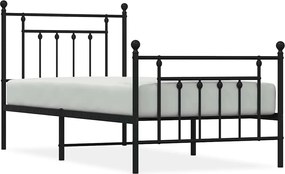 vidaXL Cadru pat metalic cu tăblii de cap/picioare, negru, 80x200 cm