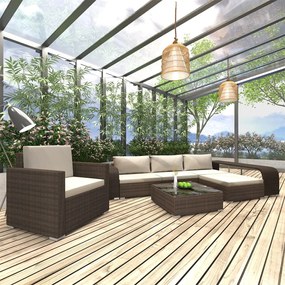 46822 vidaXL Set mobilier de grădină cu perne, 8 piese, maro, poliratan