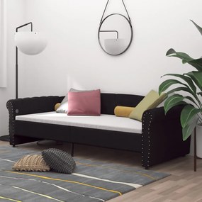 337216 vidaXL Pat de zi, negru, 90x200 cm, textil, USB