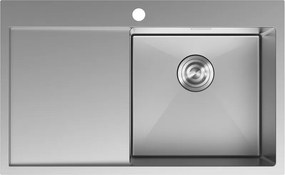 Mexen Exar chiuvetă din oțel inoxidabil cu 1 compartiment și scurgător, dreapta, 780 x 480 mm, inox - 6434781010P-01