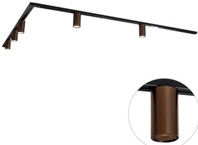 Sistem modern de iluminat pe șine cu 5 spoturi bronz închis monofazate GU10 50mm - Iconic Ruby