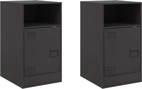 vidaXL Noptiere, 2 buc., negru, 34,5x39x62 cm, oțel
