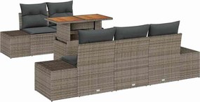 vidaXL Set de masă pentru grădină cu pernă 6 pcs Gri și Brown