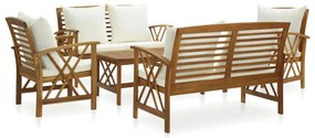vidaXL Set mobilier grădină cu perne, 5 piese, lemn masiv de acacia