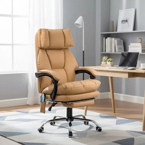 Scaun de birou cu masaj și încălzire din piele ecologică OFF 414 bej