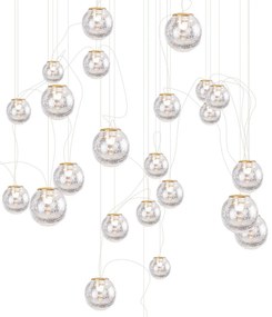 Lustra LED design casa scarii cu 24 pendule suspendate ZOE auriu P0387 MX