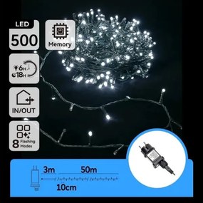 Aigostar - Ghirlandă luminoasă LED pentru exterior, 500 LED, 8 funcții, 53 m, IP44, alb rece