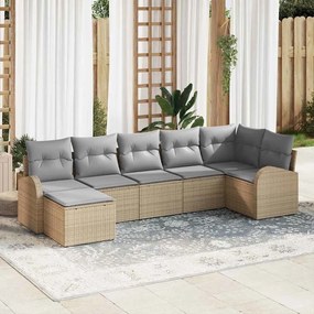 vidaXL Set de canapele pentru grădină 7 pcs Bej și gri deschis