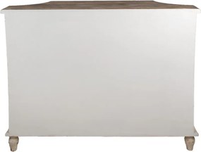 Bufet din lemn masiv, alb și gri, cu 2 uși ornamentate, 1 sertar și colțuri teșite, aspect vintage, finisaj antichizat, 97 x 120 x 40 cm, „Maisonette”
