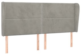 3117882 vidaXL Tăblie de pat cu aripioare gri deschis 203x23x118/128cm catifea