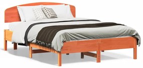 3207236 vidaXL Cadru de pat cu tăblie, maro ceruit, 120x190 cm, lemn masiv pin