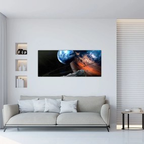 Tablou planetei în cosmos (120x50 cm), în 40 de alte dimensiuni noi