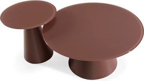 Măsuțe de cafea maro 2 buc. rotunde cu blat din sticlă ø 80 cm Vida – MOME