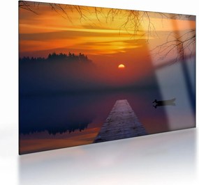 Tablou pe sticlă cu podul în apus de soare (70x50 cm)