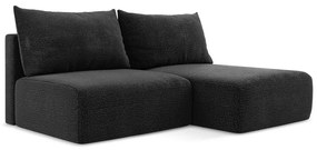 Colțar negru extensibil/cu spațiu de depozitare (cu colț pe partea dreaptă) Kalena – Makamii