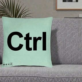 Perna Personalizata Tasta Ctrl Tipografie Bold, 40x40 cm, Verde Menta, Husa Detasabila, Perna Inclusa, BEKZ®