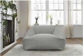 Fotoliu bean bag gri deschis cu tapițerie din catifea reiată Lilibet – Bobochic Paris