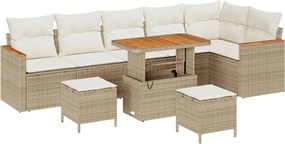 vidaXL Set de canapele pentru grădină cu pernă Bej Rattan poli