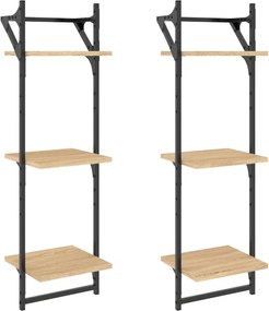 vidaXL Rafturi perete 3 niveluri/bare 2 buc stejar sonoma 30x25x100cm