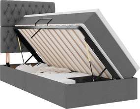 vidaXL Pat cu saltea și spațiu de depozitare Gri închis 90 x 190 cm