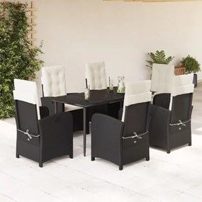 3212296 vidaXL Set mobilier de grădină cu perne, 7 piese, negru, poliratan