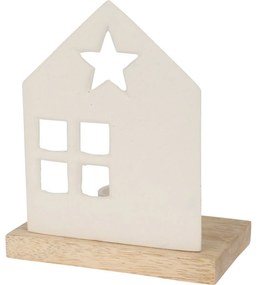 Suport decorativ pentru lumânări Căsuță cu steaalb, 13 x 19 x 8 cm