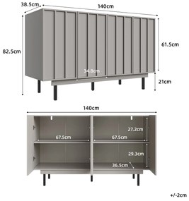 Bufet minimalist pentru sufragerie, Gri | Aosom Romania
