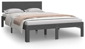 810492 vidaXL Cadru de pat, gri, 120x200 cm, lemn masiv de pin