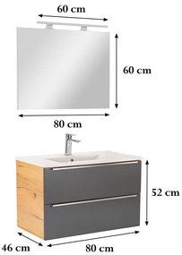 Mobilier complet de baie Vario Trim 80 stejar-antracit