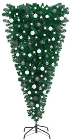 Set pom Craciun artificial inversat LED-urigloburi negru 120cm 1, Alb, 120 cm