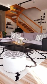 Covor Sketch - F343 cremă și negru marocani Trellis