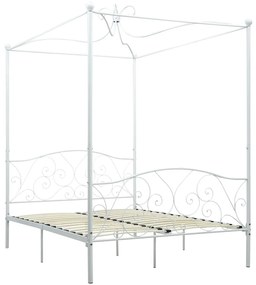 284471 vidaXL Cadru de pat cu baldachin, alb, 140 x 200 cm, metal
