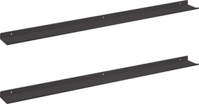 vidaXL Raft suspendat Pe perete 2 pcs Negru 100 x 9 x 2,5 cm Oțel