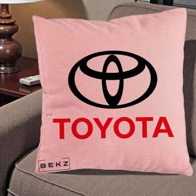 Perna Personalizata cu emblema Toyota, 40x40 cm, Roz, Husa Detasabila, Perna Inclusa, BEKZ®