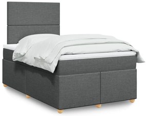 vidaXL Pat box spring cu saltea, gri închis, 120x190 cm, textil