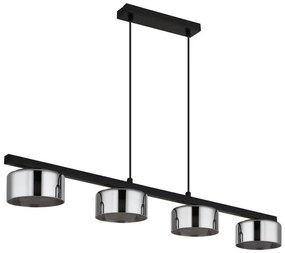 Lustra suspendata din metal negru cu sticla fumurie HIGGINS 4L