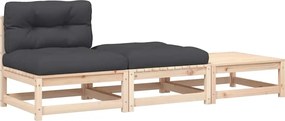 vidaXL Canapea de grădină fără cotiere, cu perne și taburete