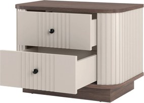 Set de noptiere Vesper 56 cm cu mânere negre - culoare cașmir / nuc