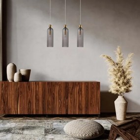 Lustră pe cablu PIEGA 3xE14/40W/230V, alamă/negru fumuriu