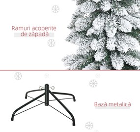 HOMCOM Brad de Crăciun Artificial cu Zăpadă și 395 Ramuri, 46x46x180 cm, Verde | Aosom Romania