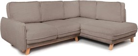 Colțar taupe extensibil/cu spațiu de depozitare cu tapițerie din catifea reiată (cu colț pe partea dreaptă/în formă de ”L”) Tori – Bonami Selection