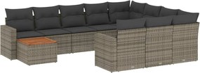 vidaXL Set canapele de grădină cu perne, 11 piese, gri, poliratan