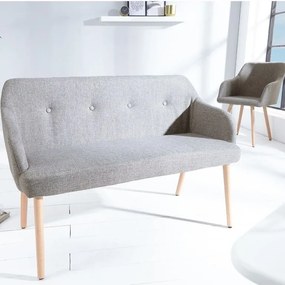 Bancheta tapitata cu brate si picioare din lemn Scandinavia, gri deschis A-37925 VC