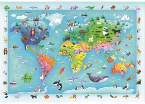Animale Wildlife Hartă puzzle maxi Clementoni cu 60 de piese