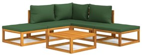 3155307 vidaXL Set mobilier de grădină cu perne verzi, 6 piese, lemn masiv