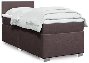 vidaXL Pat box spring cu saltea, maro închis, 100x200 cm, textil